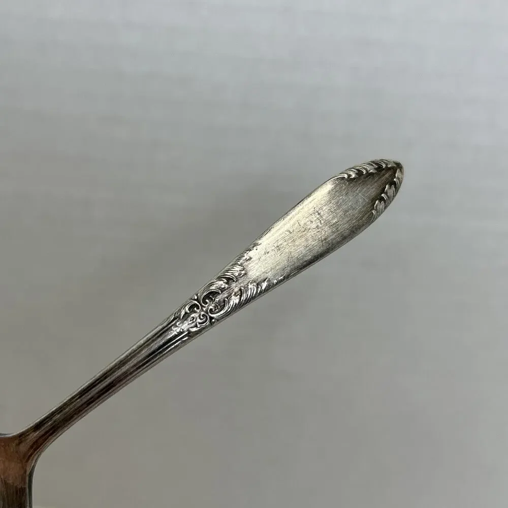 National Silver Silverplate Bonbon, Nut, Olive Pierced Spoon King Edward Pattern